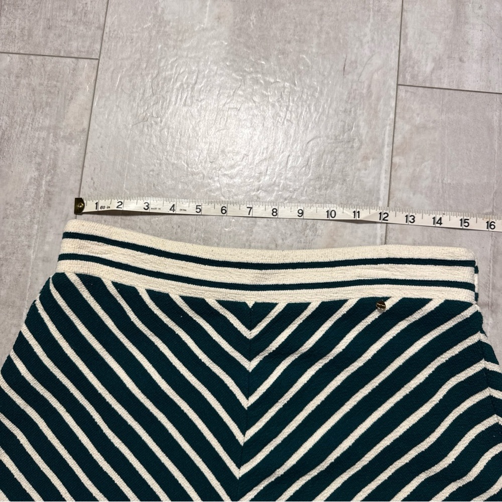 Anthropologie Harlyn chevron Striped green and White A-Line Skirt size medium - Picture 8 of 9